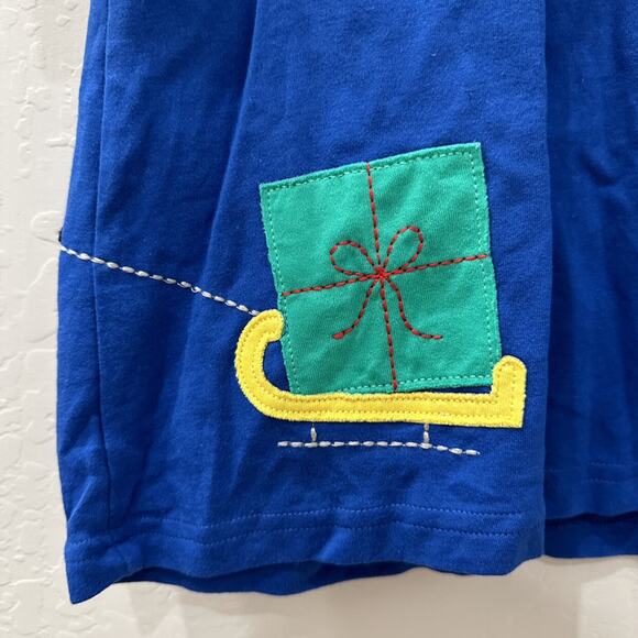 Toby Tiger Blue Christmas Tree Penguin Appliqué Long Sleeve Dress - Picture 6 of 8